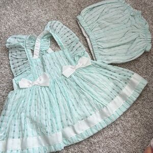 Mint Criss Cross Baby Girl Dress - 18 months - excellent condition